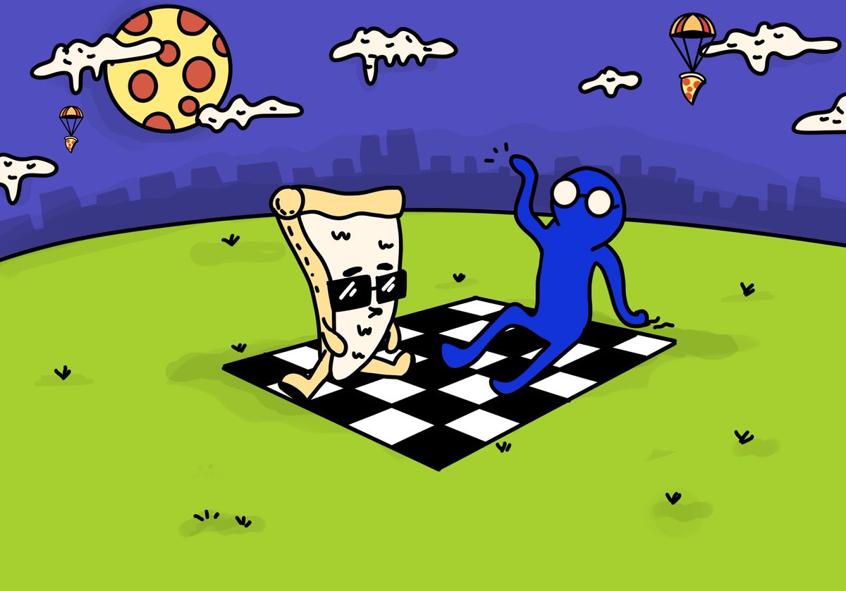 BuenaPizzaNFT's tweet photo. Don't you love the view? Just a chill slice and a fool foolin' around 😎

Sending love to our frens from @freshfoolsNFT 💙🍕

#freshfools #BuenaPizzaNFT #NFTs https://t.co/mYuEEjIHxh