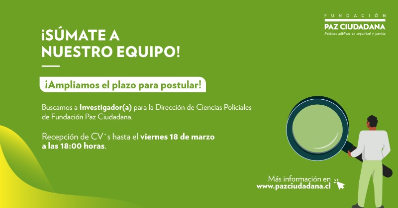 FPCIUDADANA's tweet photo. 🟢Fundación Paz Ciudadana amplió el plazo para la búsqueda de dos investigadores para integrarse al área de Dirección de Ciencias Policiales. Puedes ingresar a nuestro sitio web para conocer el perfil de cargo y más información al respecto👇
