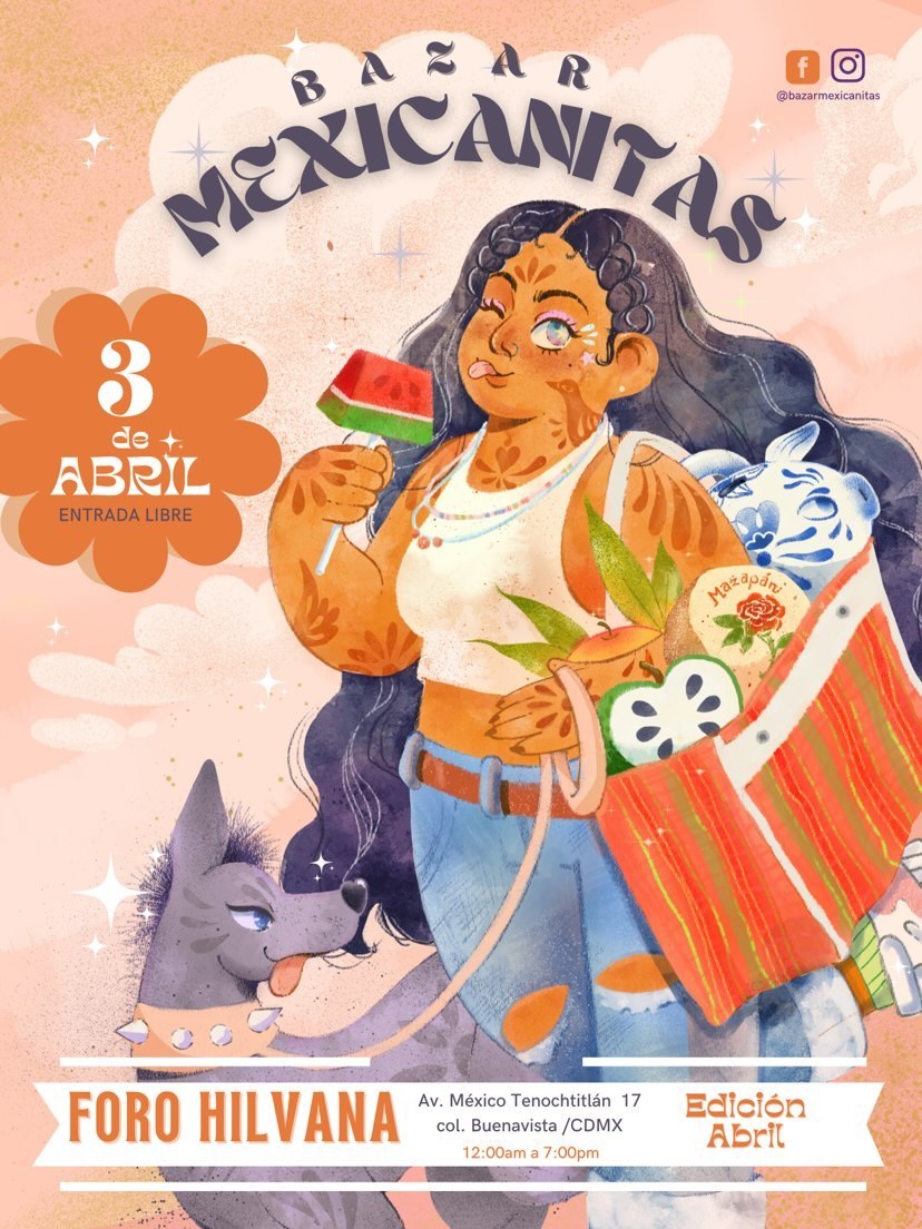vanila_ryder's tweet photo. Muy emocionada de compartirles el cartel que elaboré para @bazarmexicanitas para su edición del 3 de Abril en la cual, ¡Estaré presente! 😻✨🌸
Nos vemos el domingo en el Foro Cultural Hilvana de 12 a 7 pm, con montones de merch y vibras bonitas 🌼
.
.
#bazarmexicanitas #merch https://t.co/9VuMIYMIrH