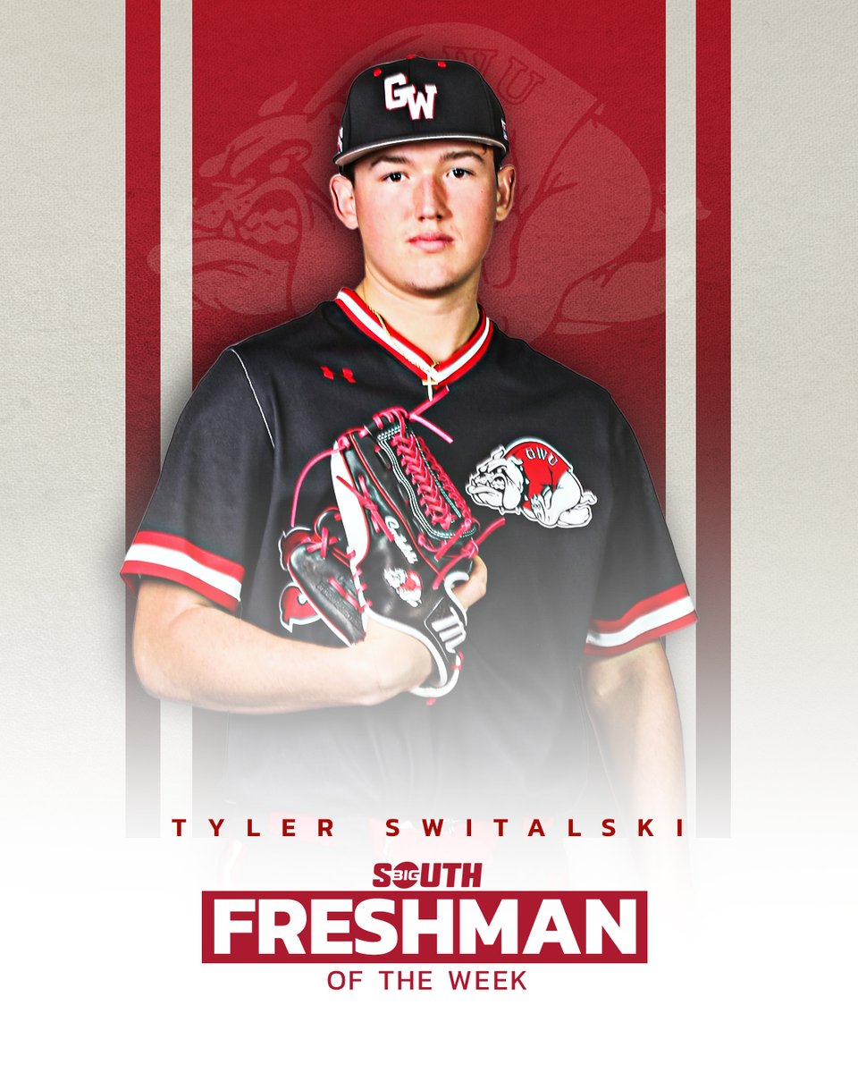 BigSouthSports's tweet photo. He struck out 1️⃣1️⃣ in 7️⃣ shoutout innings!

@GWUBaseball's Tyler Switalski is the #BigSouthBase⚾ Co-Freshman of the Week! https://t.co/KV9c3TT24y