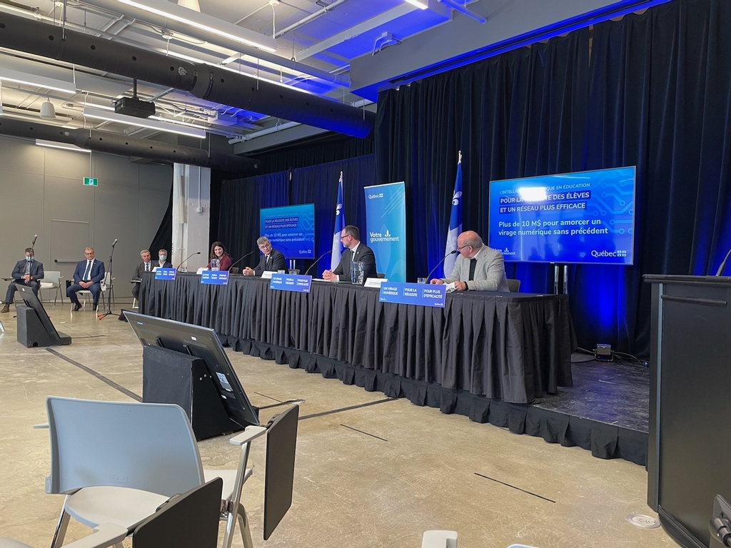 IAQuebecCIQ's tweet photo. Nous sommes présents aujourd'hui à l'annonce de l'investissement annonçant un virage numérique en éducation. Le Forum IA Québec est fier des efforts qui sont déployés dans notre écosystème pour que l'IA contribue au bien de la société et de nos jeunes.
#FIAQ #IA https://t.co/FfnT5HlxPX
