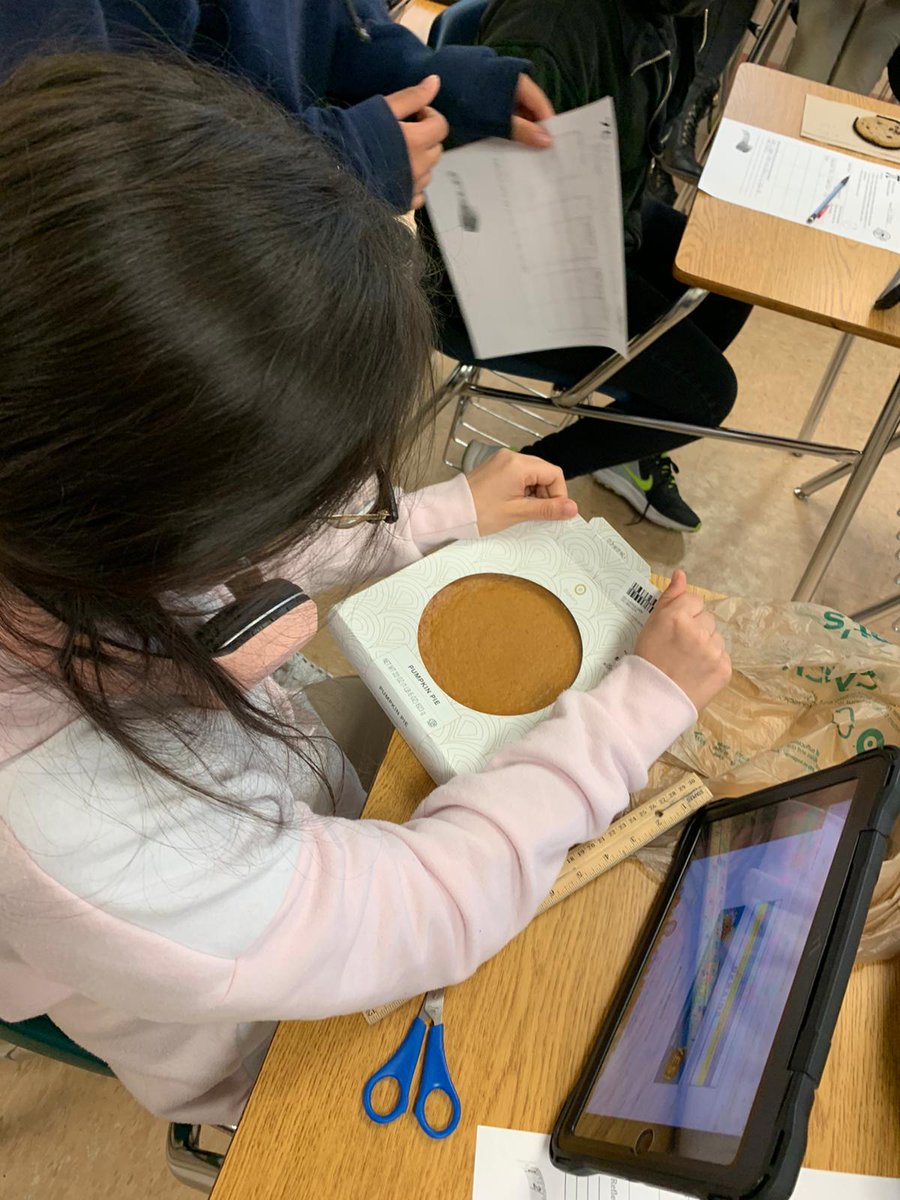 ShenandoahMS's tweet photo. Did you know that when you divide any circle/diameter by its circumference, you will get 3.14? It is #PiDay and our 6th graders celebrated by exploring Pi as a ratio using cookies and pies. #SMSMath @MDCPS @MDCPSCentral @SuptDotres @miamimagnets @MDCPSMath https://t.co/LoBaPbCjsY