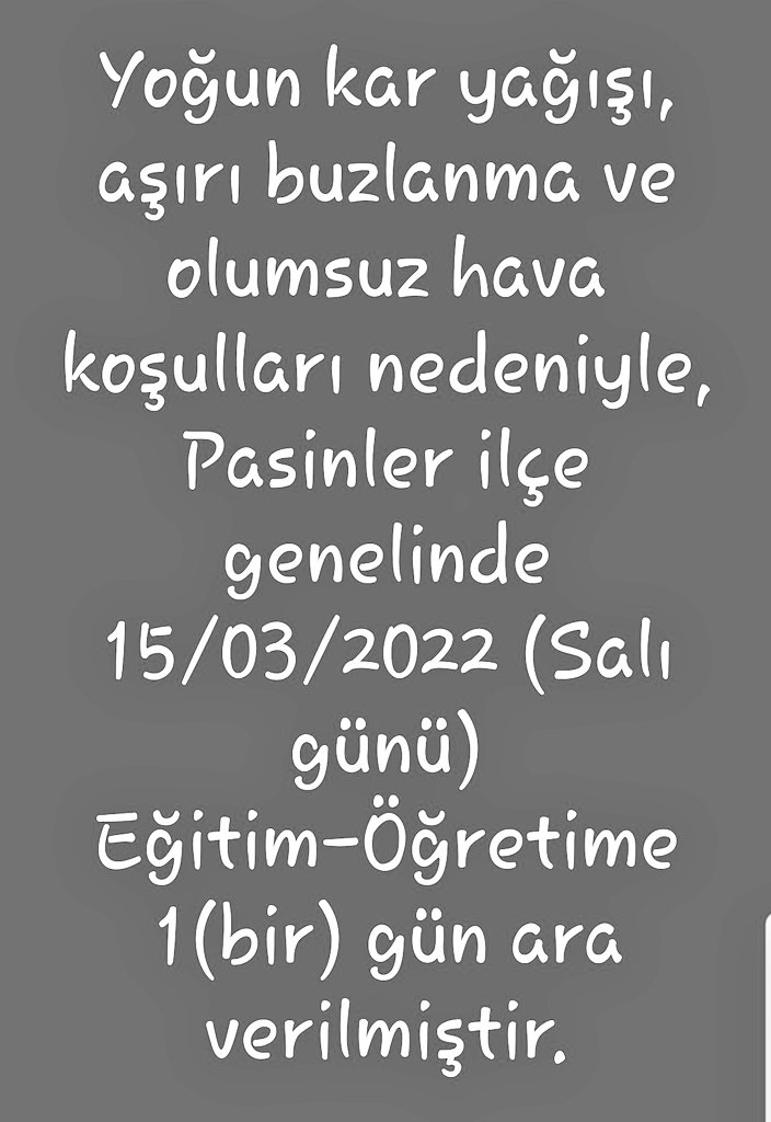PasinlerMEM's tweet photo. 📢 DİKKAT!!!
15 Mart Salı günü (yarın),
Pasinler ilçe geneli eğitim öğretime bir gün ara verilmiştir. 
@AkcilRecai @UgurBNGL @Muratergnnn @HilallDemir25 https://t.co/EpgqdBZUaz