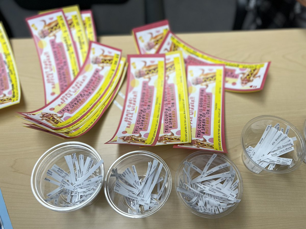 It’s happening!! Students are being picked to spray Mrs. Harrison with ketchup, mustard, or relish!! Winners announced this Friday! The “spraying” begins 3/25! <a href="/Mcflash1/">Beverly Harrison</a> @MaryVanasit #hotdiggetydog #TimberwolfProud