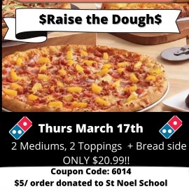 This Thursday consider having pizza at Domino's!
St. Noel Chabanel receives $5 from every order placed. Enjoy a delicious pizza from Domino's while supporting SNC! <a href="/SMCDSB/">Simcoe Muskoka Catholic District School Board</a>