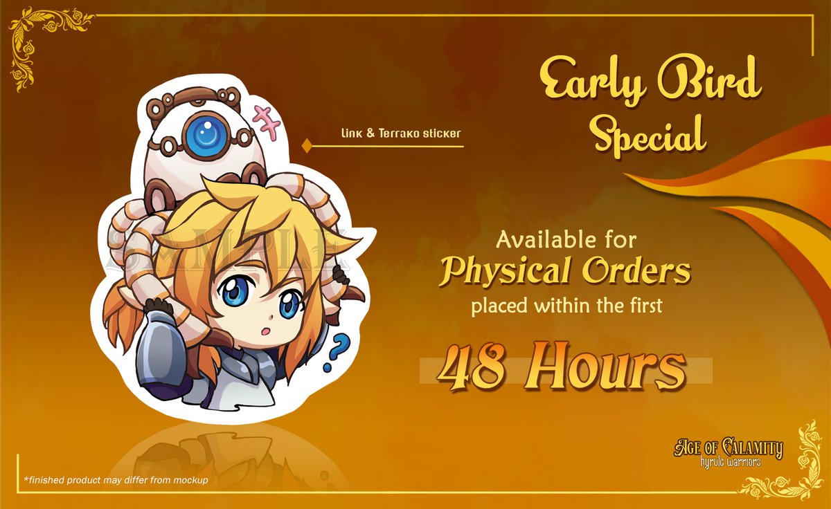 AoCZine's tweet photo. Early Bird Special!!

For the first 48 hours of sales, all Physical Orders will ALSO include this cute Link + Terrako sticker!! 

Want to snag one? Place your order soon! https://t.co/6XdYHbEUOq