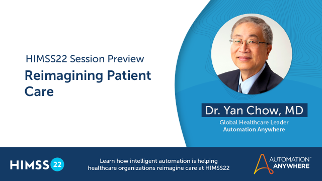 KevinComerNY's tweet photo. Attending #HIMSS22 in-person, or following online? Here's a preview article for @AutomationAnywh Healthcare Strategist, Dr Yan Chow's session: Reimagine Patient Care with Intelligent #Automation 📅 March 17 🕝 2:30 PM 📍 W208C 💬 Booth: 3511 https://t.co/fcT1JMhOIp https://t.co/oQeQBMrZvb