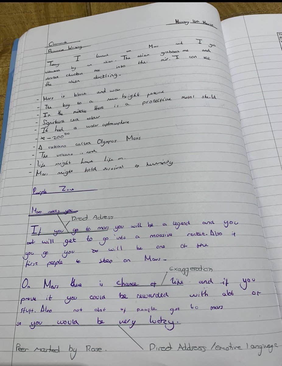 bruntcliffeacad's tweet photo. MARS DAY SUPERSTARS! 🌟 💫 

Some fantastic persuasive writing today in Y7 English around “A mission to Mars”. 🚀 Well done Daisy F,  Daisy M, Bobbie M and Evie G. #productivity #ambition #MarsDay22 https://t.co/9cCZ4HENSE