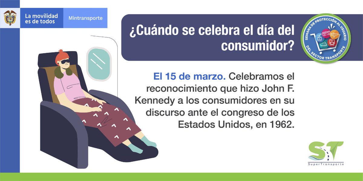 Supertransporte's tweet photo. #EsConHechos y #EnEquipo que queremos celebrar la Semana de #ProtecciónAlUsuario del Sector Transporte con todos los usuarios, por eso del 14 al 18 de marzo desplegamos actividades de conmemoración del #DíaMundialDelConsumidor. Conócelas en➡️ https://t.co/3dpkEJ8YVj https://t.co/1MeXLOTWe6
