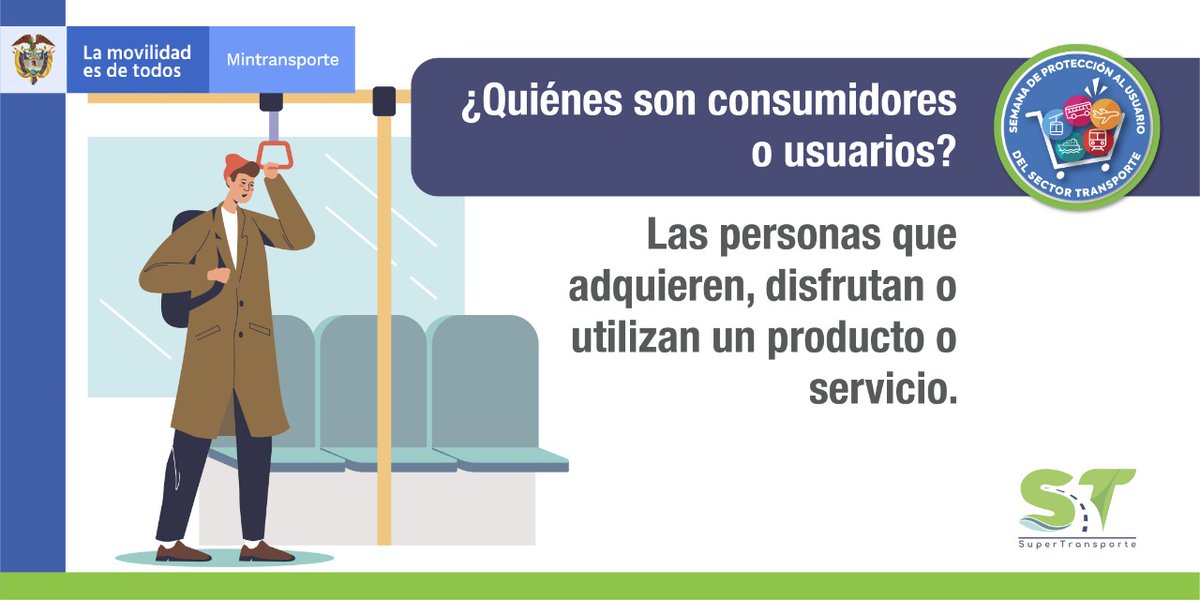 Supertransporte's tweet photo. #EsConHechos que el Gobierno de Colombia, en cabeza de la @Supertransporte, reconoce que todos somos usuarios, por eso el conocer y ejercer nuestros derechos y deberes nos hace más empoderados. Conoce las actividades de la semana de #ProtecciónAlUsuario➡️ https://t.co/3dpkEJ8YVj https://t.co/06huLRTJ4B