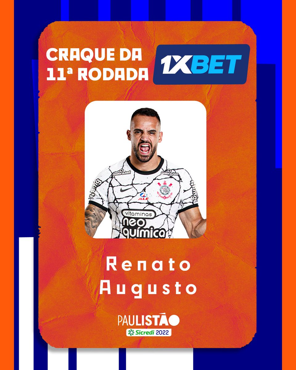 Paulistao's tweet photo. REINATO AUGUSTO!
O camisa 8 do @Corinthians foi eleito o Craque da 11ª Rodada 1XBET!
#FutebolPaulista #Paulistao22 https://t.co/cku126oUAF
