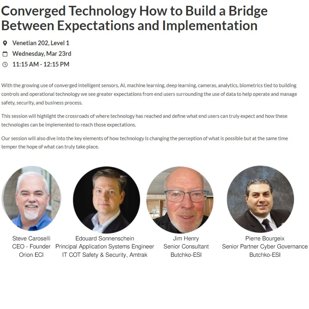 OrionECI's tweet photo. As an industry leader, Orion is often asked to be a speaker and we are happy to be included in an important panel discussion at ISC West about Edge Technologies.  We look forward to seeing everyone next week in Las Vegas. https://t.co/5vlrpJt3Wu