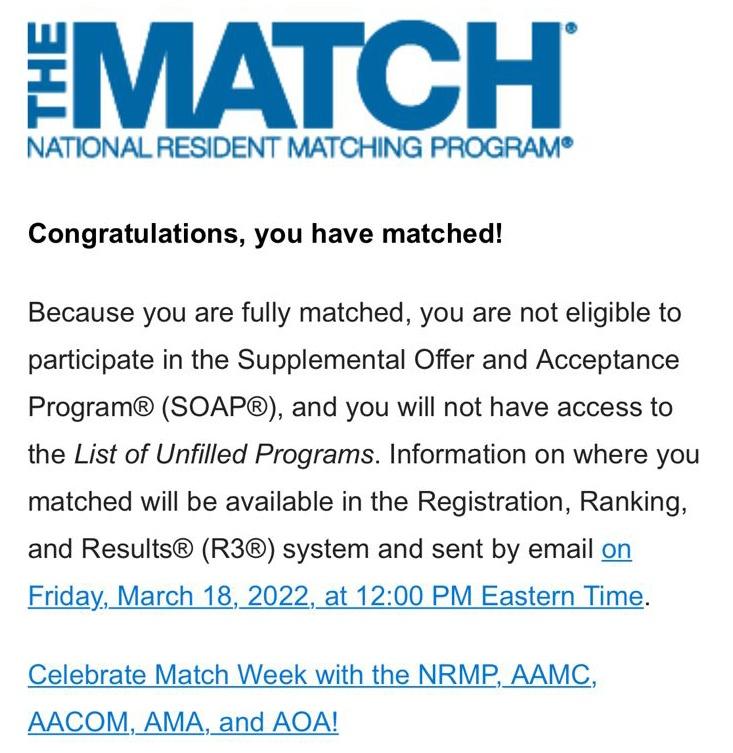 Khan7013's tweet photo. I am so excited to share that I concluded my USMLE journey today with a match into the US residency program! Alhamdulillah. I cannot wait to find out where I will be spending my next three years.
#Match_2022 https://t.co/yQBDVJdYZ1