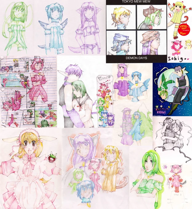 Mia Ikumi's art changed my life when I was a kid, and is the reason I started drawing - here's just some of the Tokyo Mew Mew art I've made over the last nearly 20 years now. Thank you for everything, Ikumi-sensei. You will be missed 💖 