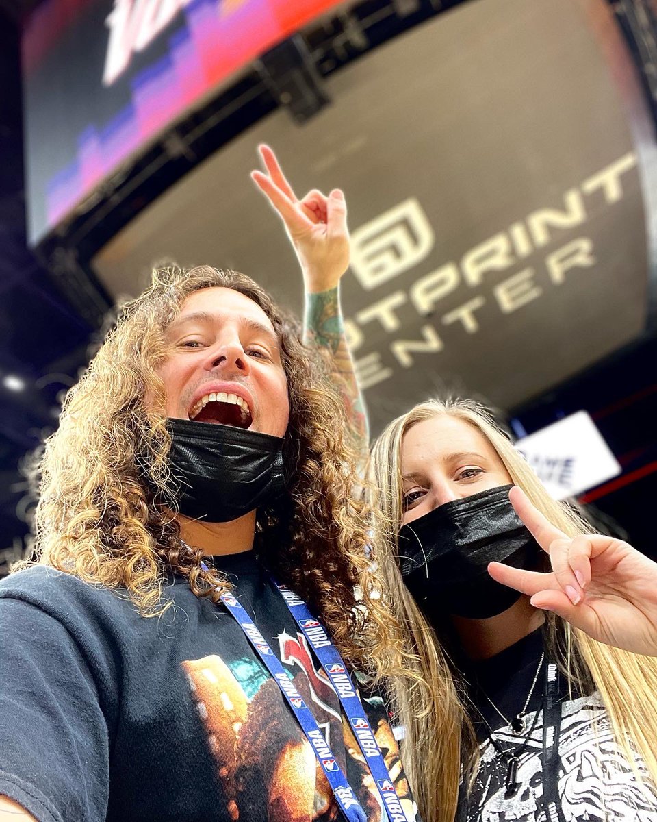KateFrese's tweet photo. When your friend also works for the NBA and you finally get to work a couple games together. So nice to finally have photos of me at my new job. You know @atrossity is good when he can make me look half decent. https://t.co/NDtGOYIL2w