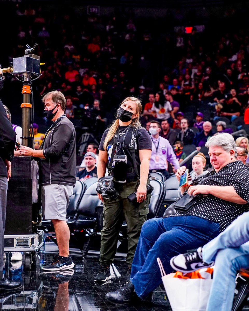 KateFrese's tweet photo. When your friend also works for the NBA and you finally get to work a couple games together. So nice to finally have photos of me at my new job. You know @atrossity is good when he can make me look half decent. https://t.co/NDtGOYIL2w