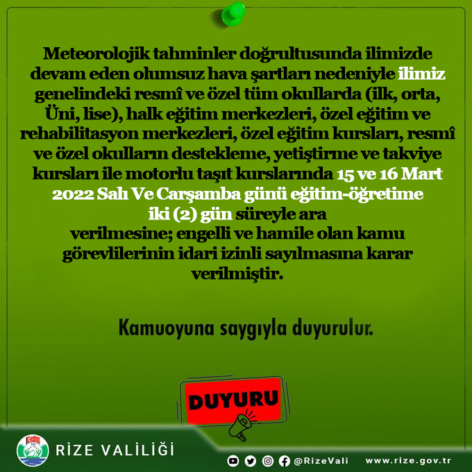 rizevalii's tweet image. #KarTatili

@rizemem

#rizedeokullartatil