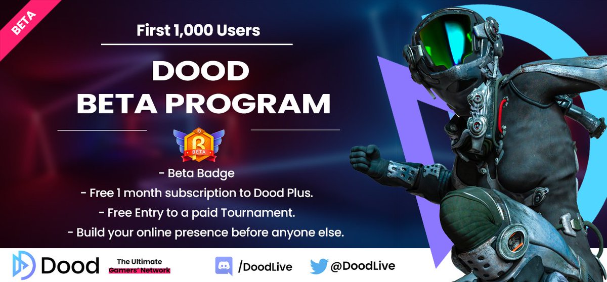 Simplee_Create's tweet photo. 🚨 Attention All Gamers!

We have just released our Dood Beta Platform. 

The first 1,000 users to sign up will receive a Dood Beta Badge on their profile. And some exclusive perks!

Sign up here. 👇
https://t.co/22Mey5P4oU

More info on the Platform. 👉 https://t.co/U3qrom6CSs https://t.co/12plIxESXL