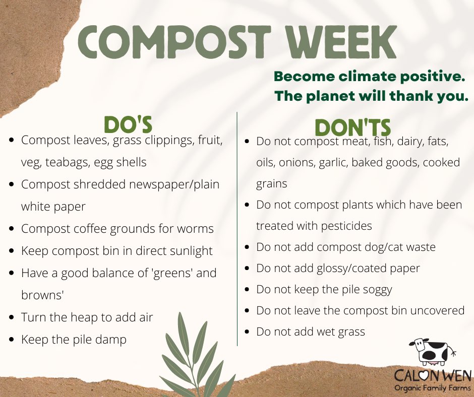 Did you know that this week is #CompostWeekUK?🌱
Composting is great for so many reasons including increasing soil fertility, promotes healthy plant growth, increases microbial activity, conserves water, reduces waste, combats climate change… we could go on! 
Here are our tips👇🏻