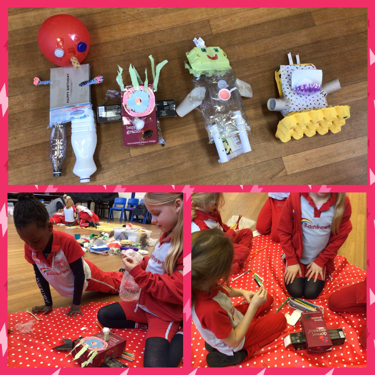 Today we worked as a team to make our own ‘junk’ robots! We were pretty impressed with our masterpieces, especially as we were only allowed to choose 1 object each! @ReigateDivision @Guiding_LaSER @HawthornsSchool