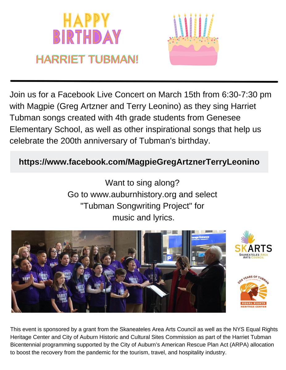 AuburnECSD's tweet photo. On March 15, folk duo @MagpieGregTerry will be performing a Facebook Live Concert featuring songs created by current Genesee Elementary School 5th and 6th grade students, as well as former Genesee students who are in 7th-12th grade. Check it out! #GESpride #AECSDpride https://t.co/8rY5SySe43