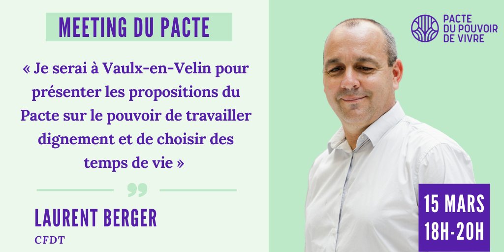 PouvoirDeVivre's tweet photo. 📣 Meeting du Pacte 📣
 
👊 RDV demain pour évoquer le pouvoir de travailler dignement et de choisir ses temps de vie, avec @CfdtBerger @CFDT 

📆 15 mars / 18H à 20H
🔴 En live sur Facebook et Youtube
✍️ Sur place et sur inscription ⤵️
https://t.co/Oh76iWlD8X https://t.co/0F8JgBBkGC