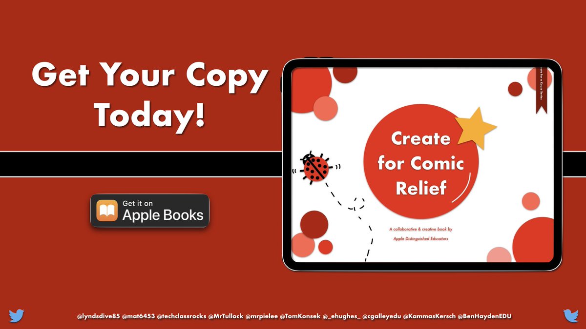 Create for a Cause (@causecreate) on Twitter photo Prepare to celebrate #comicrelief & #RedNoseDay w/ the 📕 that started it all #CreateforComicRelief feat. creative activities to help raise awareness!
@mrpielee @TomKonsek @lyndsdive85 <a href="/mat6453/">Mathew Pullen 🌈</a> <a href="/techclassrocks/">Erika Moser</a> <a href="/_ehughes_/">Eoin Hughes</a> <a href="/MrTullock/">Paul Tullock</a> <a href="/cgalleyedu/">Chris Galley</a> <a href="/BenHaydenEDU/">Ben Hayden</a> <a href="/KammasKersch/">Kammas Kersch</a> Prepare to celebrate #comicrelief & #RedNoseDay w/ the 📕 that started it all #CreateforComicRelief feat. creative activities to help raise awareness!
@mrpielee @TomKonsek @lyndsdive85 <a href="/mat6453/">Mathew Pullen 🌈</a> <a href="/techclassrocks/">Erika Moser</a> <a href="/_ehughes_/">Eoin Hughes</a> <a href="/MrTullock/">Paul Tullock</a> <a href="/cgalleyedu/">Chris Galley</a> <a href="/BenHaydenEDU/">Ben Hayden</a> <a href="/KammasKersch/">Kammas Kersch</a>