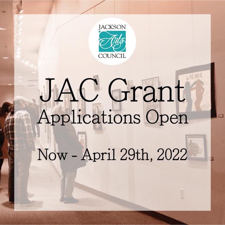 JacksonArtsCoun's tweet photo. JAC Grant applications are open now - April 29th! Learn more:
https://t.co/6UJcDi0am1 https://t.co/W5DCSKMrtR
