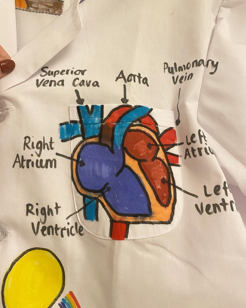 MissHCook's tweet photo. SCIENCE DAY!🥼

As ‘Science Lead’ at my school, I organised a Science Day to celebrate #BritishScienceWeek 

Each child brought in a white shirt to decorate as a lab coat. We covered them in everything we’ve learnt about Science! Here’s my WAGOLL that I showed in assembly!👩🏻‍🔬🧑🏼‍🔬 https://t.co/p69I63nA9e