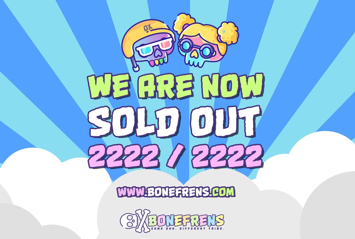 BONEFRENSNFT's tweet photo. We are sold out!

Get in on OS: https://t.co/gROBM7UDsT https://t.co/UKIUTjYiuy