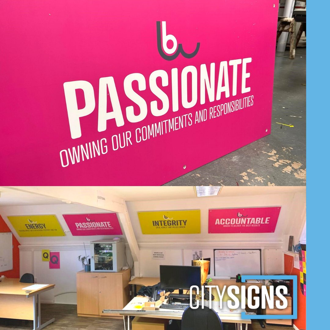 citysigns's tweet image. Are your company values clearly displayed in your office? 

We printed these internal #digitallyprinted foamex panels for Baxter Williams in Worcester to show their company values... WOW!

👉DM us for a quote or give us a call on 01905 640007.

#officesignage #worcestershirehour