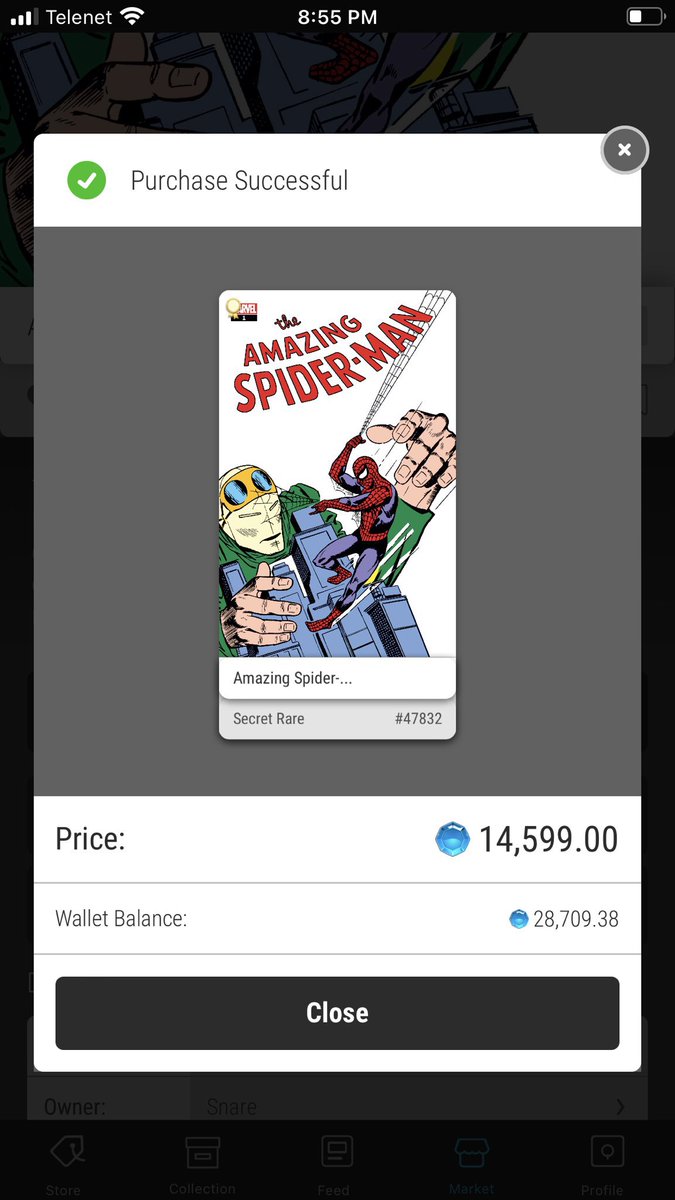 SnareSZN's tweet photo. Ay wtf secret rare comics on the VEVE market are not safe. 
Ngl I troll listed my #ASM1 SR for 14.5k this morning…

Turns out my lil king @SonaVeve copped and just DM’d me. Nice business family!
🤌🏼🥳 https://t.co/ivb2nbwPHY
