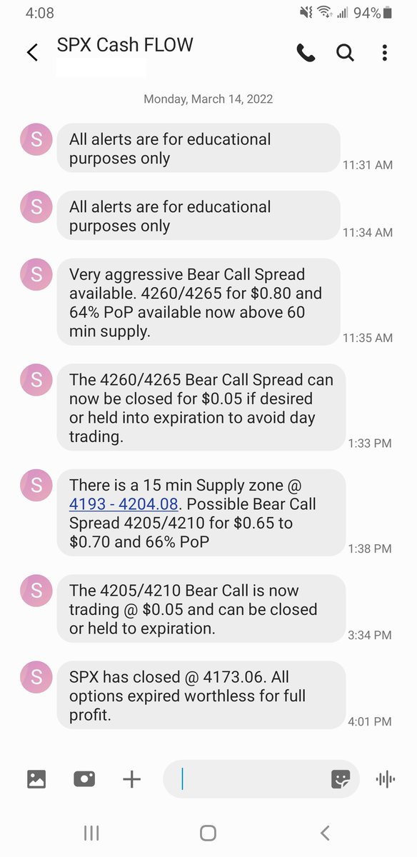 TraderBDub's tweet photo. Another day, another win. SPX Cash Flow Secrets is generating #passiveincome opportunities, three times a week. Today there were two Bear Call Spreads above Supply that offered a potential 18% and 15% rate of return in a few hours. #options #optionstrading #spreads #optionspreads https://t.co/rUTDG6dGl7