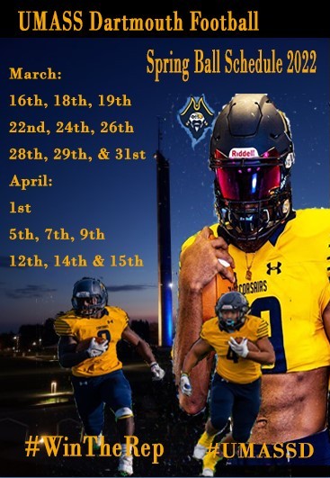 <a href="/CorsairFootball/">UMass Dartmouth Football</a> will be starting Spring Ball this week! #WinTheRep #UMASSD