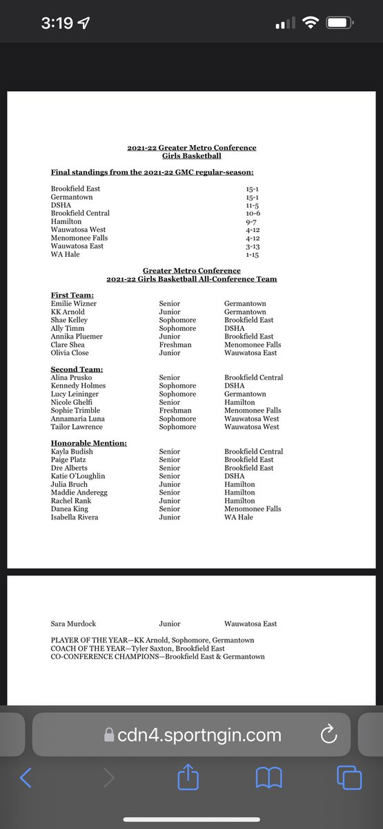 Congratulations to all of the <a href="/HHSChargersGBB/">Hamilton Girls’ Basketball</a> players who made the All-Conference team.  <a href="/nicoleghelfi24/">Nicole Ghelfi</a> 2nd Team.  Maddie Anderegg, Julia Bruch and Rachel Rank, Honorable Mention.