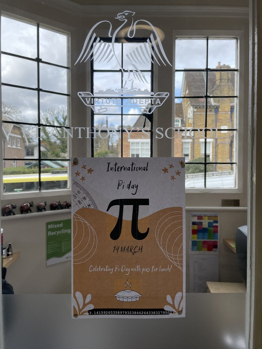 SAP_SH_Maths's tweet photo. International Pi Day!
Boys at St. Anthony’s today enjoyed learning about why today we celebrate Pi. It was great to hear some of our older boys challenge each other with how many decimal places of Pi they know👏🏼 We even enjoyed having pies for lunch! #Mathsenrichment #PiDay2022 https://t.co/cpWl0Av0Zt