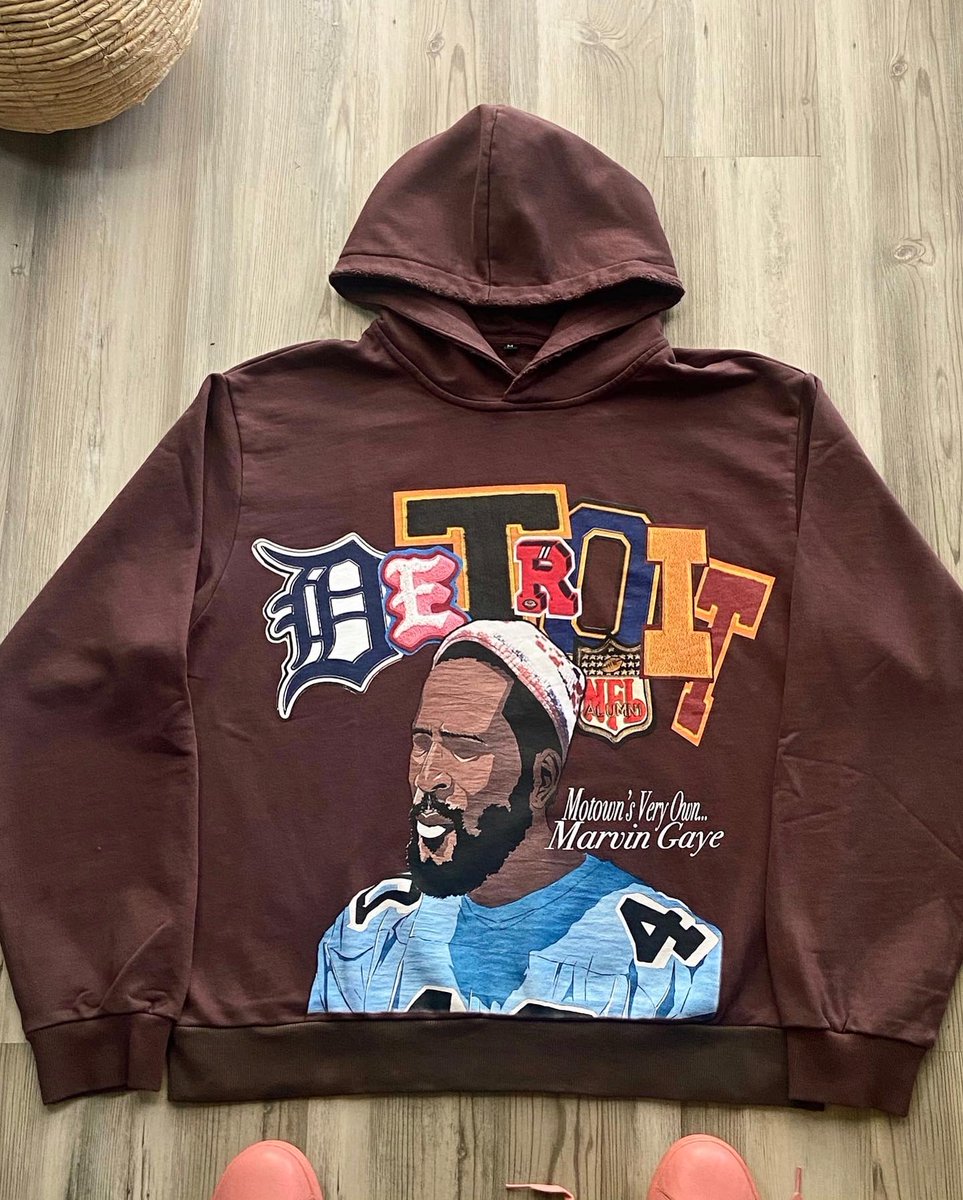 AriestheGiant's tweet photo. I painted and designed this hoodie after I found out Marvin Gaye tried out for the NFL https://t.co/sTlBGmYo0j