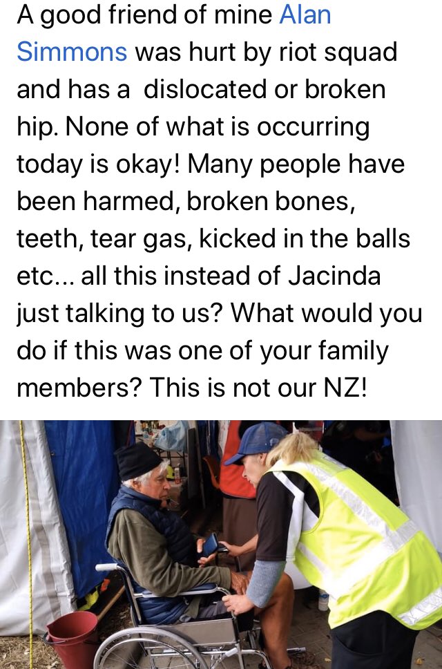 Wildnfree1984's tweet photo. @jackferguson88 @nzherald I know the damage police did to protesters was horrific broken bones & bruising, respect for police is at an all time low #NoRoleModel #policeBrutality #brokenBones https://t.co/Sri8ZHXGtT