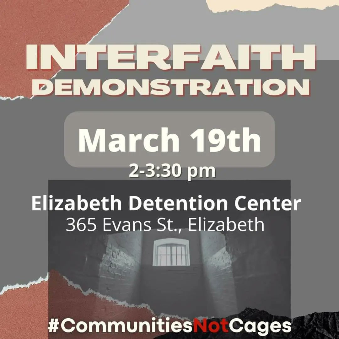 PaxChristiNJ's tweet photo. Join us outside the EDC this Saturday 3/19 where immigration detention in NJ began and where it will end.
#CommunitiesNotCages #ValuesAct #NewWayForward #FreeEDC #FreeThemAll https://t.co/Pql3rd6evY