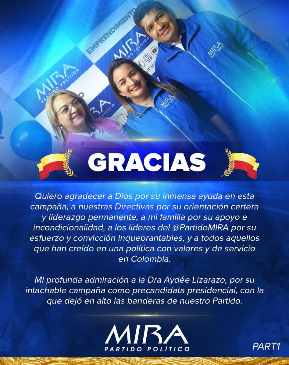 irmalherrera's tweet photo. Gracias a Dios el @PartidoMIRA conserva su representación en @SenadoGovCo y @CamaraColombia.

Junto a @carlos_guevara, @AnaPaolaAgudelo y @Virguez seguiremos trabajando por defender la libertad religiosa, y generar más empleo y emprendimiento en nuestro país🇨🇴 
@aydeelizarazoc👏 https://t.co/AuZvmJepjV