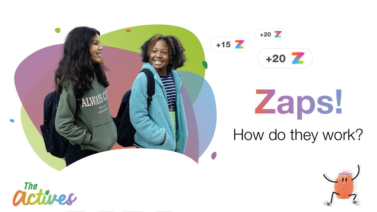 theactivesteam's tweet image. Zaps are the inclusive term for when teachers, parents or sponsors reward individual children or whole classes 🙌

Zaps unlock prizes and rewards based on positive actions relative to The Actives challenges🏅

Start accumulating your Zaps now! bit.ly/34thmjZ