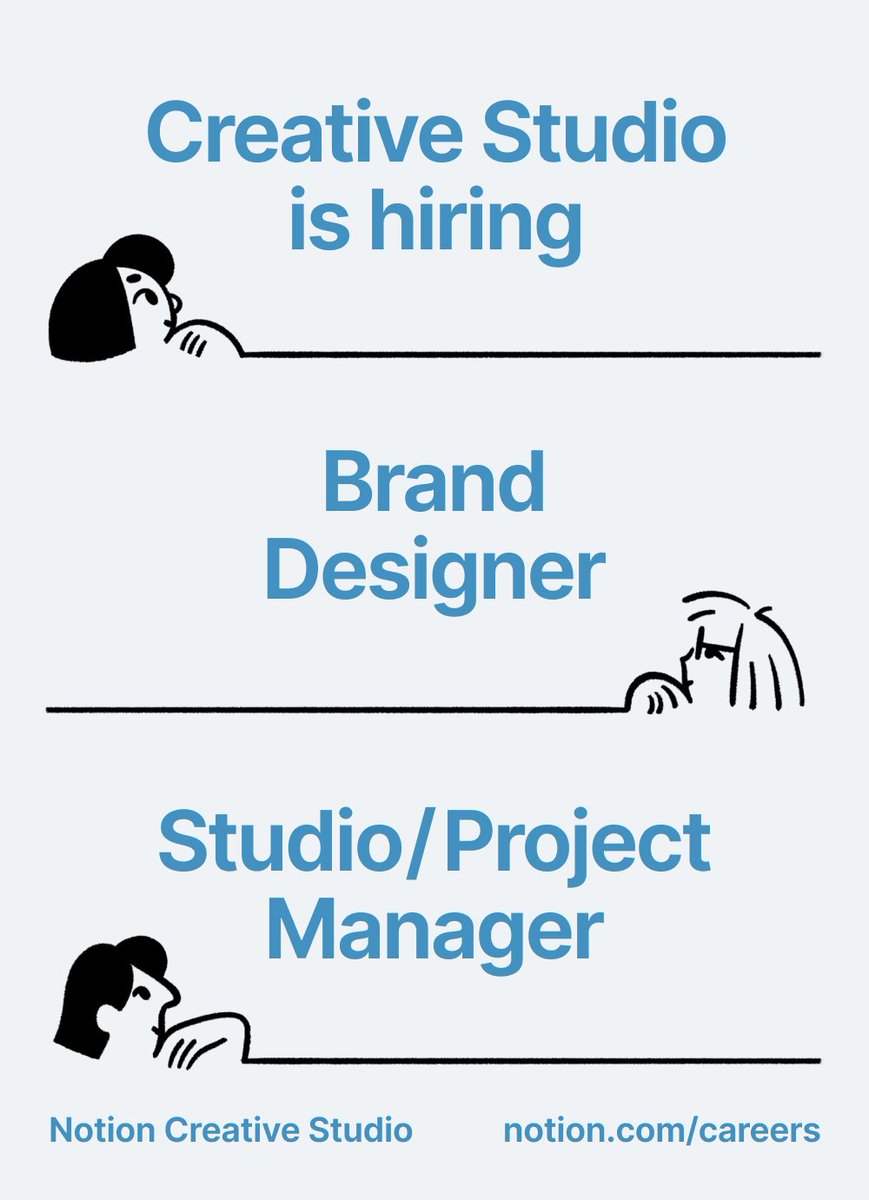 We started an in-house studio and we’re hiring! Brand designers and studio managers, NY and SF. notion.com/careers