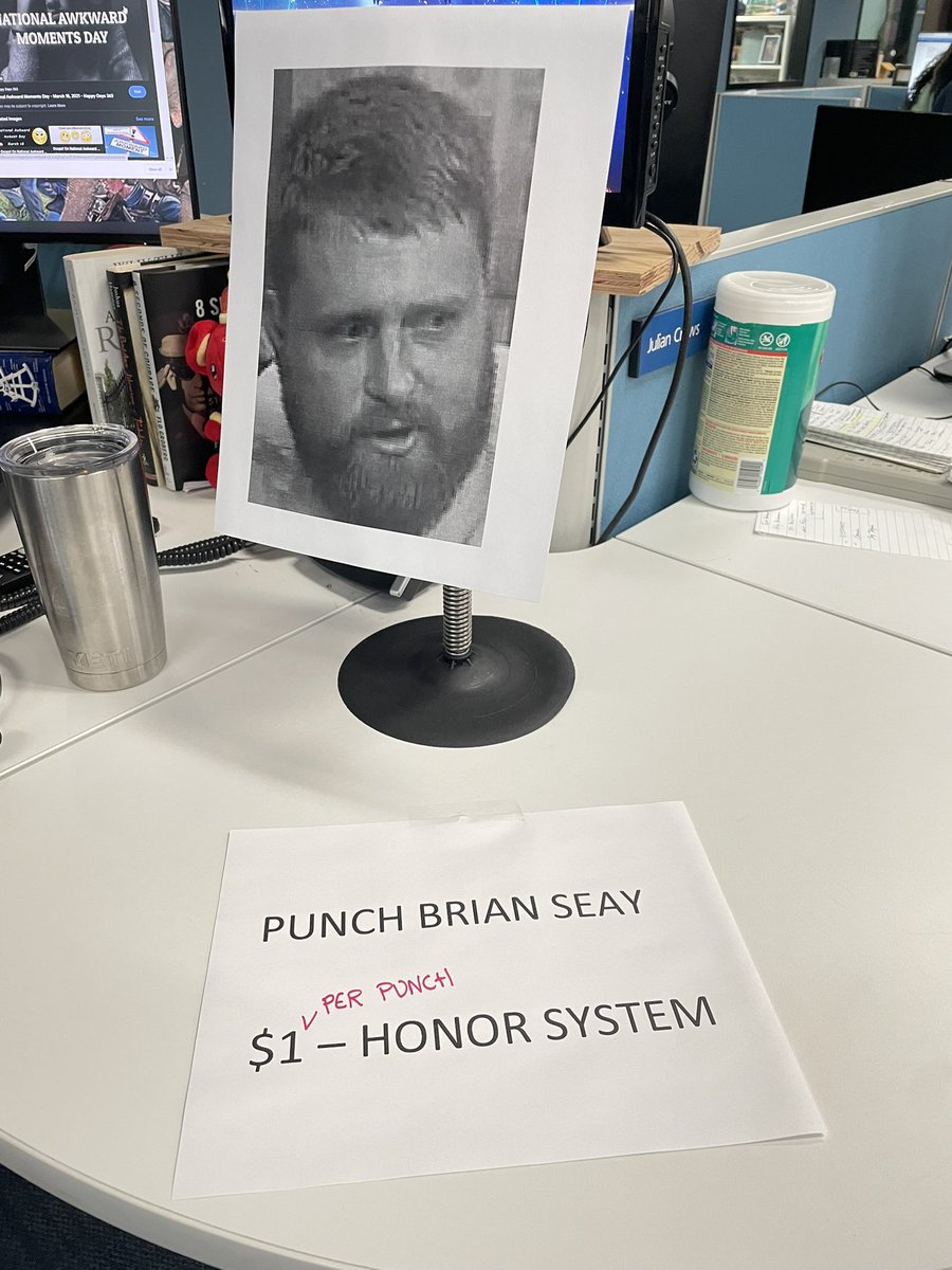 FunTimeBrian's tweet image. sooo @RJMcAbee taped my face to a punching bag and made thousands from my likeness. im being exploited in a hostile work environment.