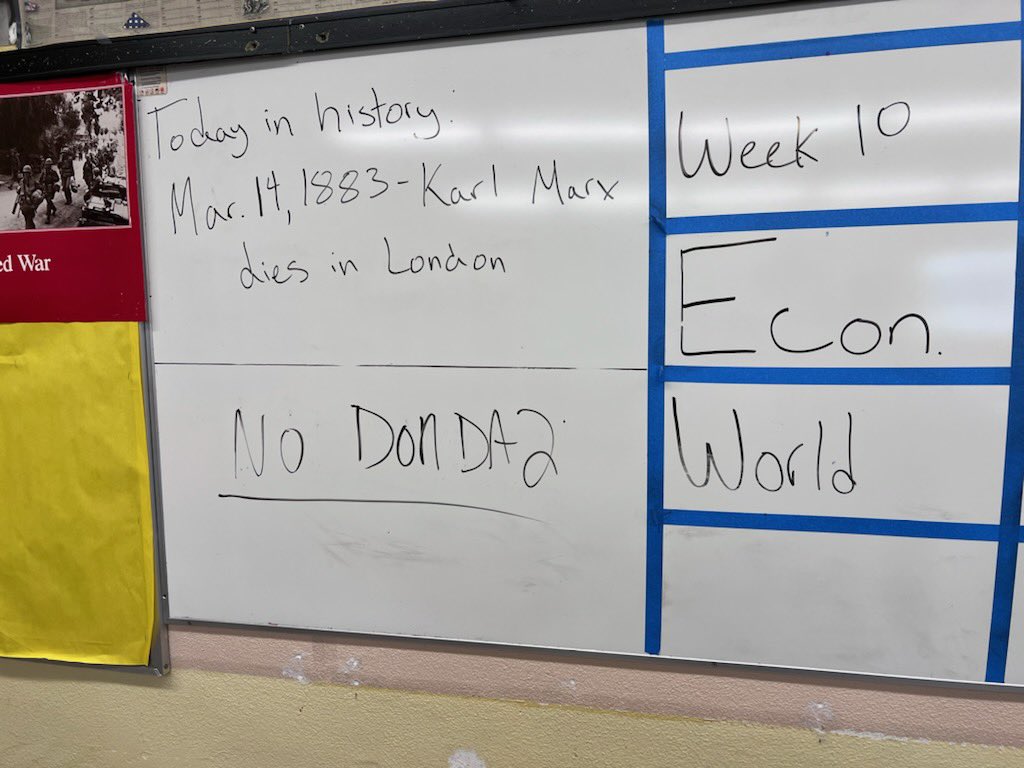 lucia_fasano's tweet image. the kids keep trying to play the new kanye during my husband’s history class so he had to take a hard stand: