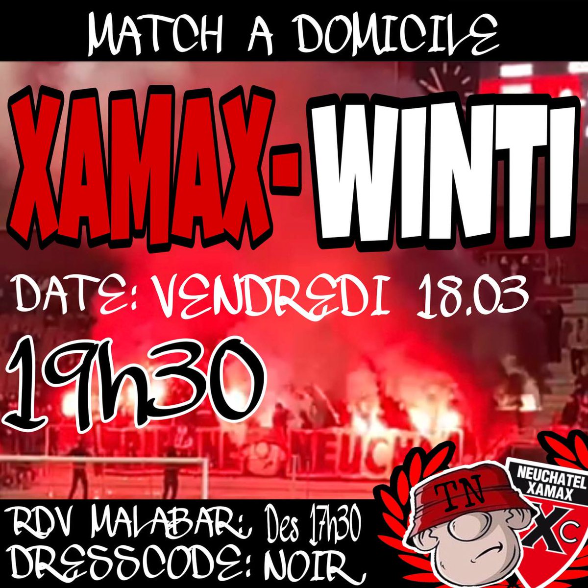 Rendez-vous dès 17H30 au Malabar, pour le match du Vendredi 18.03 !