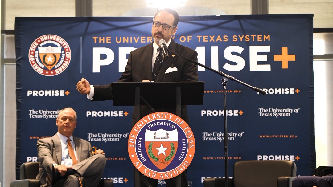 UTSA's tweet photo. Behind the scenes at today’s Promise Plus news conference with @UTSystem, @JBMilliken, @PresidentEighmy, and @Menendez4Texas 🤙

#UTSA #PromisePlus #BoldPromise https://t.co/JD6ORZzQeG