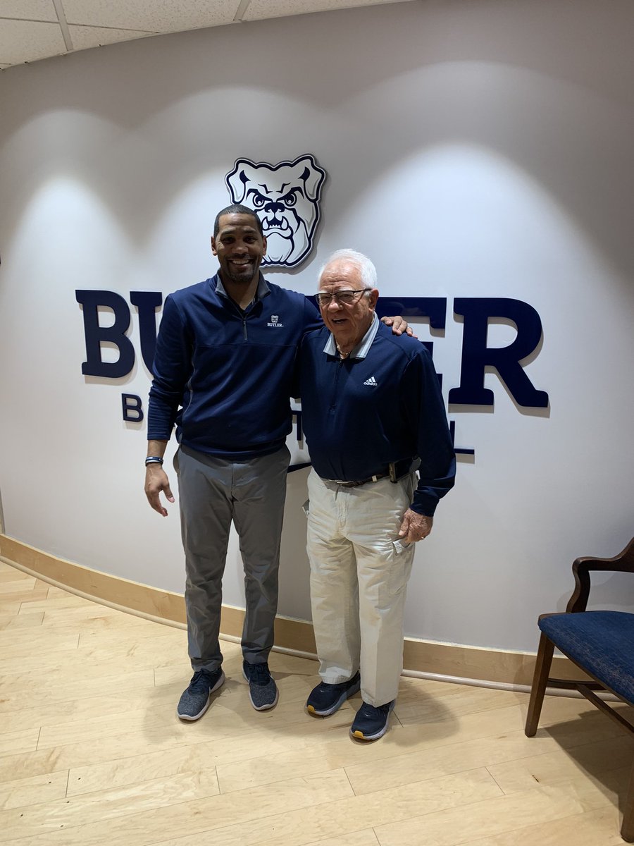Hall of Famer and <a href="/ButlerAthletics/">Butler Athletics</a> all time great, Coach Dick Dullaghan  ‘66 stopped by Hinkle Fieldhouse today to catch up with <a href="/LaVall_Jordan/">LaVall Jordan</a> @CoachU_BU <a href="/ButlerUFootball/">Butler Football</a> <a href="/ButlerMBB/">Butler Basketball</a>  
Thank you Coach!