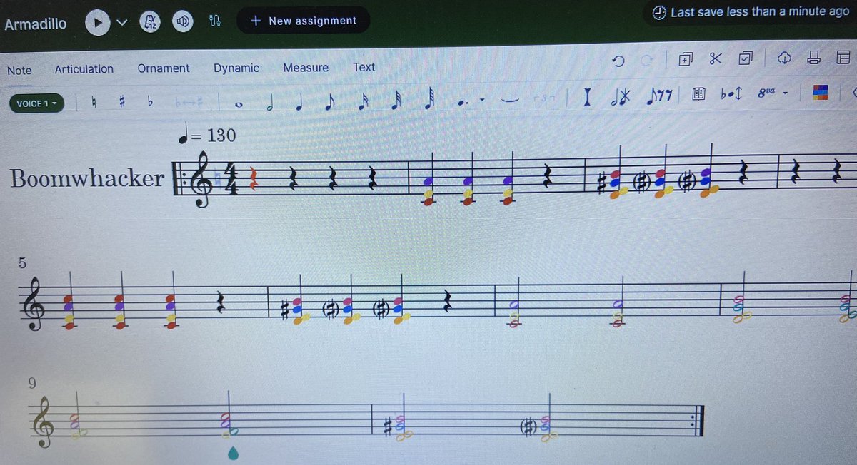 Using <a href="/flat_io/">Flat</a> to add color notation for boomwhacker performance. Stay tuned for the debut 🎵 #MIOSM #WeAreVPA #WhESHeroes  #Percussionensemble