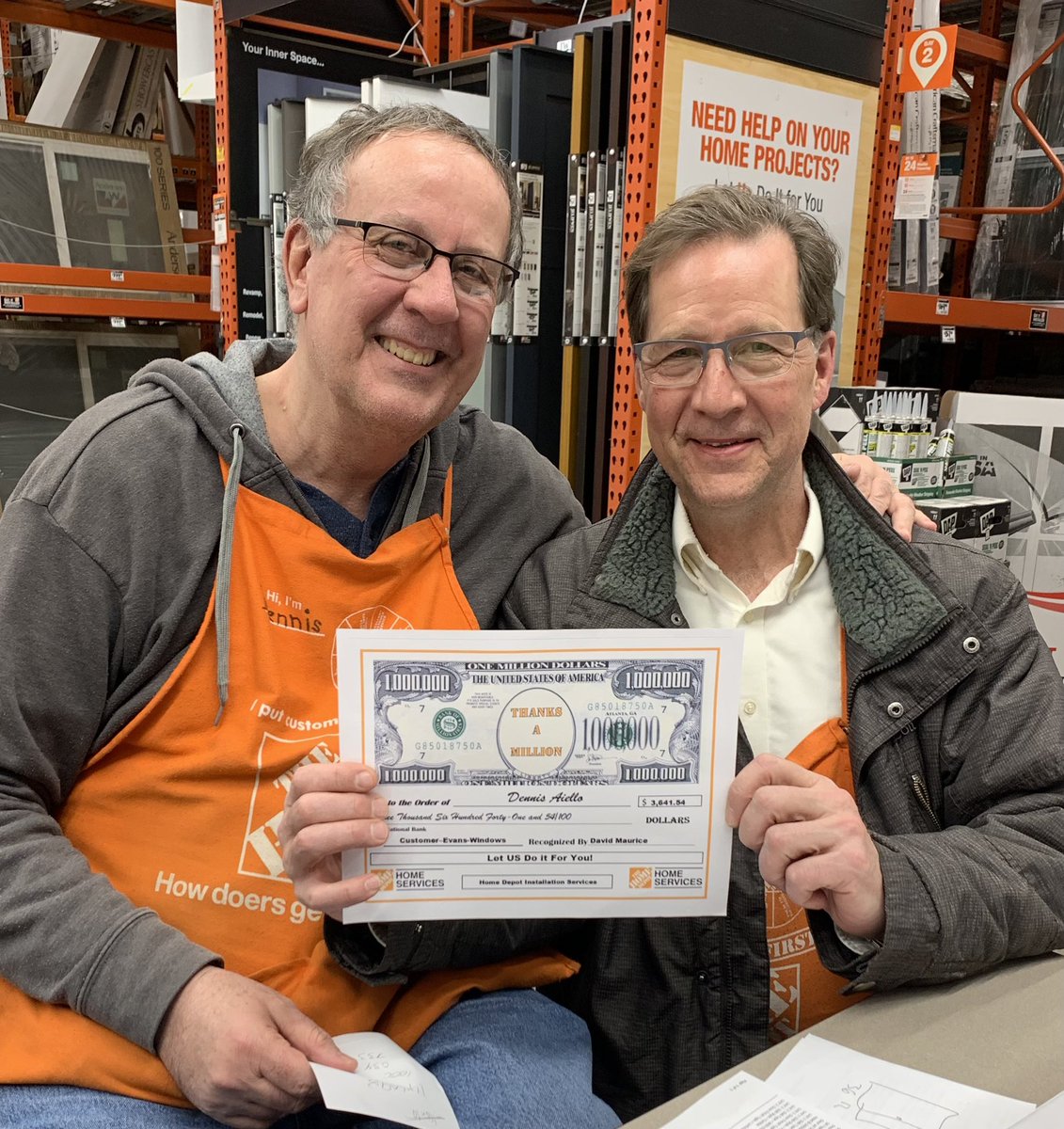 Another Cha-Ching Check for Dennis, Millsworks Guy at 3808 and great human being, for generating an installed windows lead. <a href="/THDKarla/">Karla Robinson</a> <a href="/NICKPOHLHD/">NICK POHL</a>