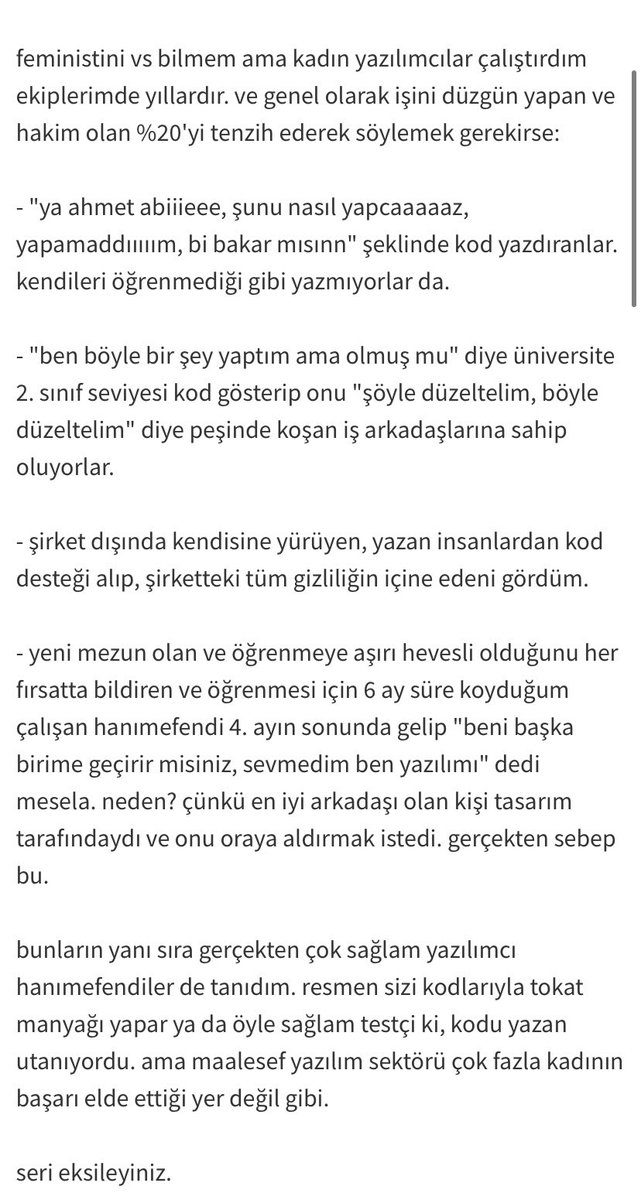 Eksisozlukteki “feminist yazilimcilar” basligina bi baksaniza. Korku filmi gibi. Ben bunlarin bu kadar kalabalik oldugunu bilmiyodum ya iki gundur sok icindeyim. Herkes zincirlerinden kirildi, iclerinden gecen nefreti kusmaya basladi